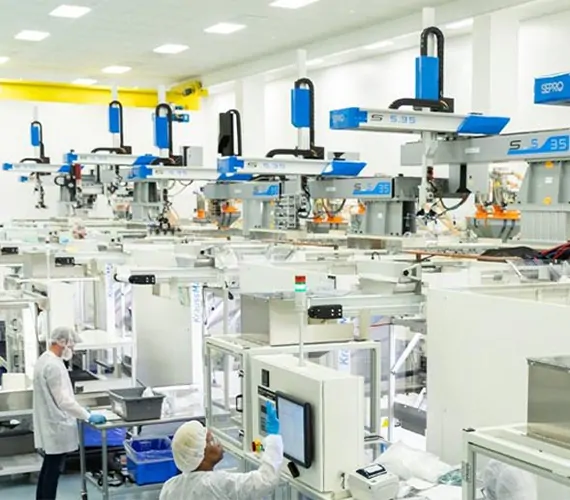 Clean self driving forklift servicing food & pharmaceutical industries
