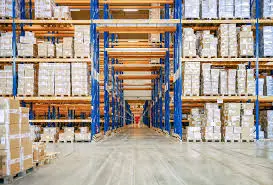 Driverless forklift trucks working in warehousing & distribution centers